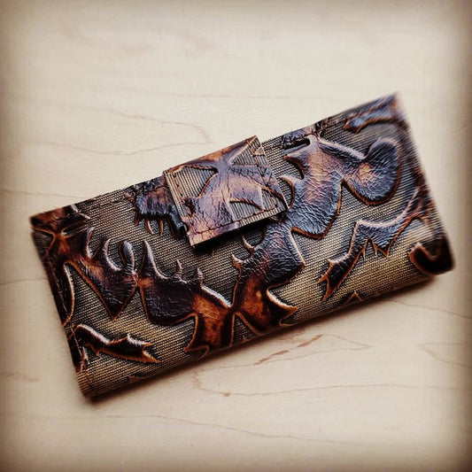 Leather Wallet in Brown Laredo w/ Snap - Luxxfashions