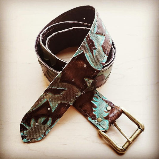 Turquoise Laredo Genuine Leather Belt 50 inch - Luxxfashions