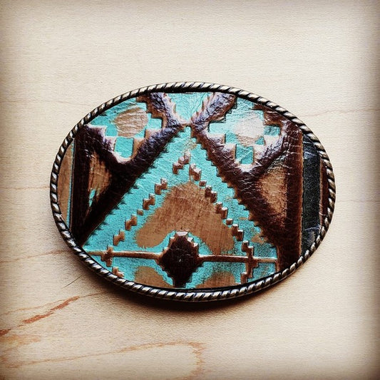 Rope Edge Navajo Leather Belt Buckle - Luxxfashions