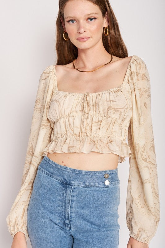 LONG SLEEVE WITH RUCHED DETAIL CROP TOP