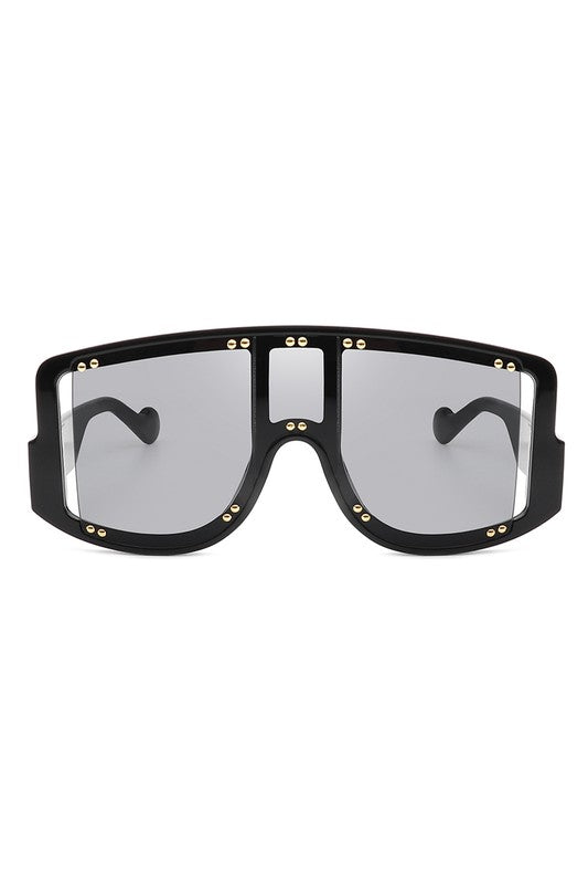 Oversize Square Fashion Shield Visor Sunglasses - Luxxfashions