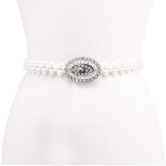 OVAL BUCKLET PEARL BELT - Luxxfashions