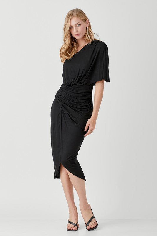 One Shoulder Drape Jersey Dress - Luxxfashions