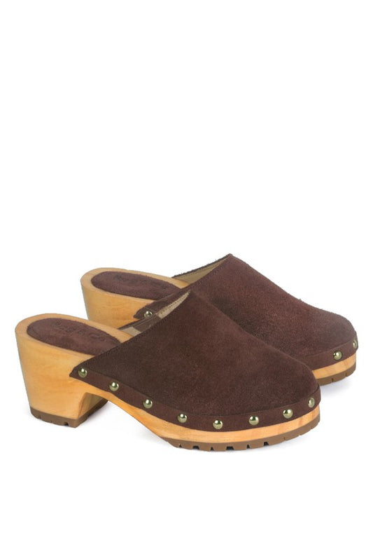 CEDRUS FINE SUEDE STUDDED CLOG MULES - Luxxfashions