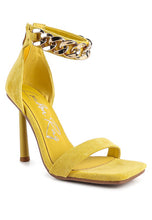 Load image into Gallery viewer, LAST SIP HEELED FAUX SUEDE CHAIN STRAP SANDAL
