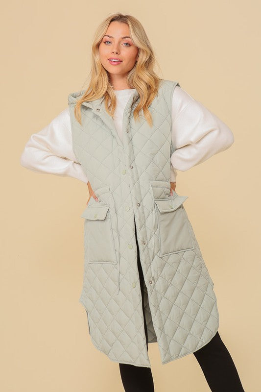 Oversized Quilted Midi Jacket - Luxxfashions