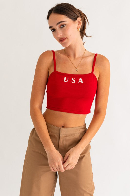 USA Knit Tank Top - Luxxfashions