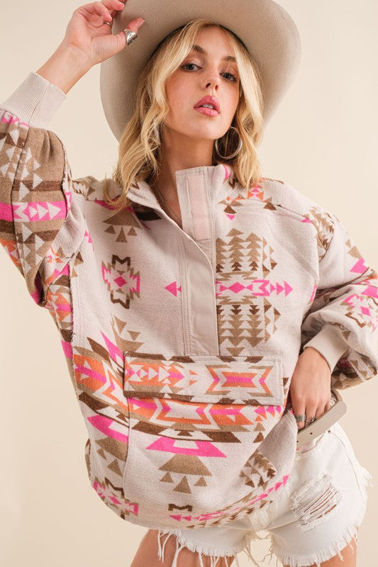 Blue B Exclusive Aztec Western Pullover - Luxxfashions