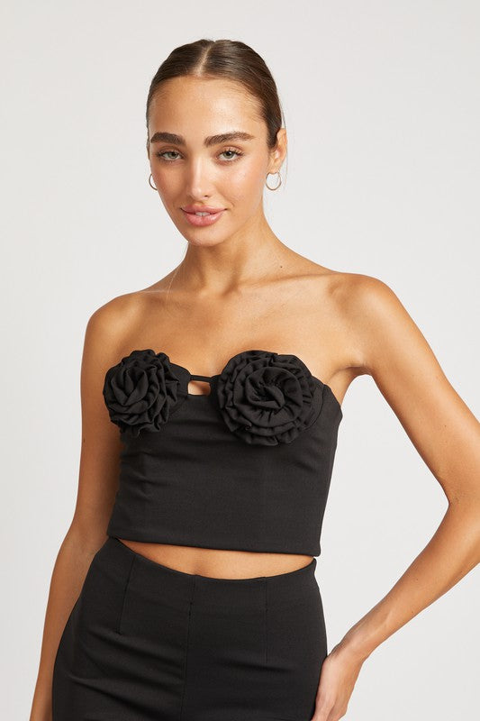 ROSETTE BUSTIER TOP - Luxxfashions