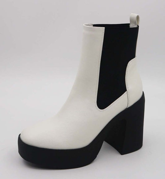 boots with platform and elastic side band