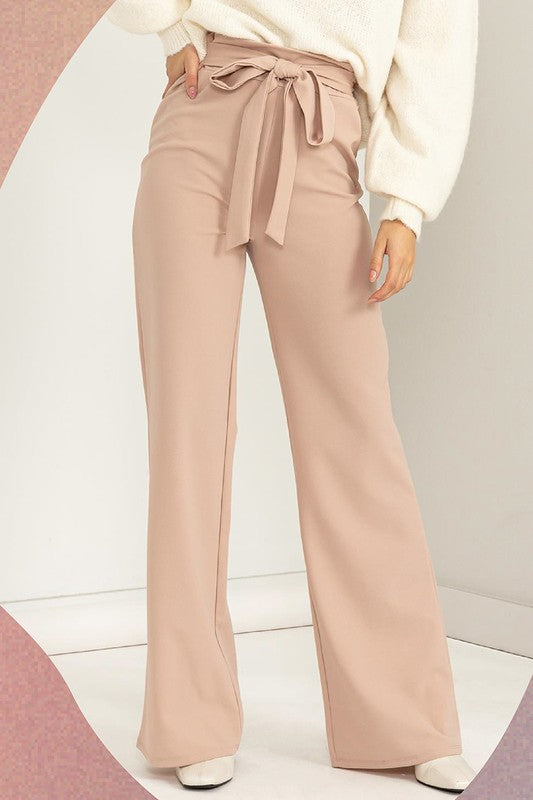 Seeking Sultry High-Waisted Tie Front Flared Pants - Luxxfashions