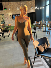 Load image into Gallery viewer, Strappy Back V-Neck Compression Jumpsuit

