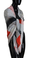 Load image into Gallery viewer, Costume National Gray Red Shawl Foulard Wrap Scarf
