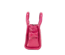 Load image into Gallery viewer, Marc Jacobs The Shiny Crinkle Micro Tote Magenta Leather Crossbody Bag Handbag
