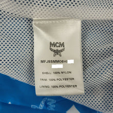 Load image into Gallery viewer, MCM Women&#39;s Blue Nylon Bomber Jacket White Logo Print

