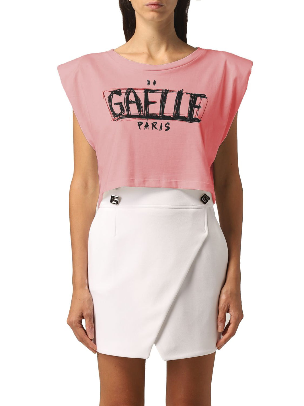 Gaelle Pink Cotton Tops & T-Shirt