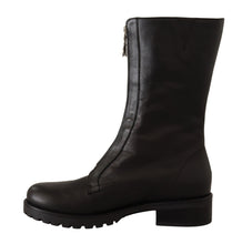 Load image into Gallery viewer, Patrizia Pepe Black Leather High Boots Front Zip Closure Shoes
