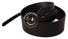 Load image into Gallery viewer, Costume National Black Leather Silver Round Buckle Belt
