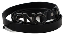 Load image into Gallery viewer, Costume National Black Leather Metal Logo Buckle Waist Belt
