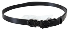 Load image into Gallery viewer, Costume National Black Leather Metal Logo Buckle Waist Belt
