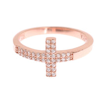 Load image into Gallery viewer, Nialaya Pink Gold 925 Silver Womens Cross CZ Ring
