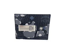 Load image into Gallery viewer, MCM Portuna Mini Black Floral Camo Visetos Leather Money Clip Card Case Wallet Black
