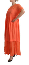 Load image into Gallery viewer, Twinset Coral Short Sleeves Cotton Maxi Shift Dress
