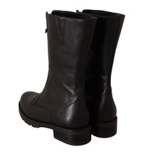 Load image into Gallery viewer, Patrizia Pepe Black Leather High Boots Front Zip Closure Shoes
