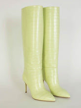 Load image into Gallery viewer, Paris Texas Croco Leather Print in Lime Stiletto 85 Boot
