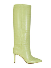 Load image into Gallery viewer, Paris Texas Croco Leather Print in Lime Stiletto 85 Boot
